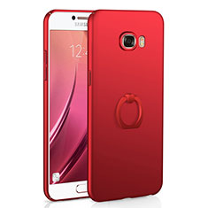 Hard Rigid Plastic Matte Finish Case Cover with Finger Ring Stand A01 for Samsung Galaxy C5 SM-C5000 Red