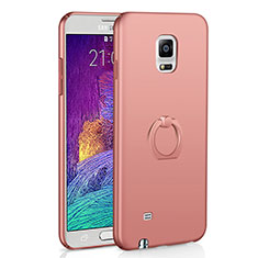 Hard Rigid Plastic Matte Finish Case Cover with Finger Ring Stand A01 for Samsung Galaxy Note 4 Duos N9100 Dual SIM Rose Gold