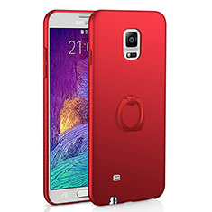 Hard Rigid Plastic Matte Finish Case Cover with Finger Ring Stand A01 for Samsung Galaxy Note 4 SM-N910F Red