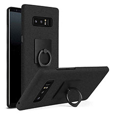 Hard Rigid Plastic Matte Finish Case Cover with Finger Ring Stand A01 for Samsung Galaxy Note 8 Duos N950F Black