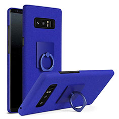 Hard Rigid Plastic Matte Finish Case Cover with Finger Ring Stand A01 for Samsung Galaxy Note 8 Duos N950F Blue