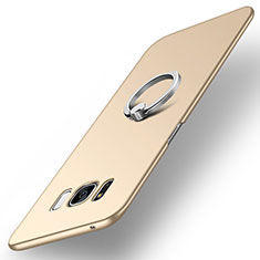 Hard Rigid Plastic Matte Finish Case Cover with Finger Ring Stand A01 for Samsung Galaxy S7 Edge G935F Gold