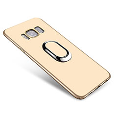 Hard Rigid Plastic Matte Finish Case Cover with Finger Ring Stand A01 for Samsung Galaxy S8 Gold