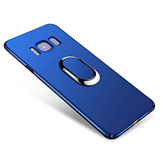 Hard Rigid Plastic Matte Finish Case Cover with Finger Ring Stand A01 for Samsung Galaxy S8 Plus Blue