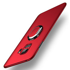 Hard Rigid Plastic Matte Finish Case Cover with Finger Ring Stand A01 for Samsung Galaxy S9 Red