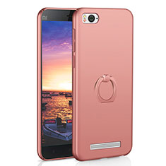 Hard Rigid Plastic Matte Finish Case Cover with Finger Ring Stand A01 for Xiaomi Mi 4C Rose Gold