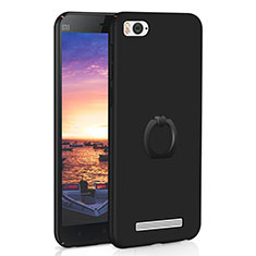 Hard Rigid Plastic Matte Finish Case Cover with Finger Ring Stand A01 for Xiaomi Mi 4i Black