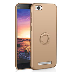 Hard Rigid Plastic Matte Finish Case Cover with Finger Ring Stand A01 for Xiaomi Mi 4i Gold