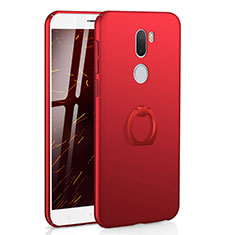 Hard Rigid Plastic Matte Finish Case Cover with Finger Ring Stand A01 for Xiaomi Mi 5S Plus Red
