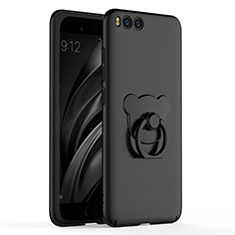 Hard Rigid Plastic Matte Finish Case Cover with Finger Ring Stand A01 for Xiaomi Mi 6 Black