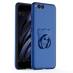 Hard Rigid Plastic Matte Finish Case Cover with Finger Ring Stand A01 for Xiaomi Mi 6 Blue