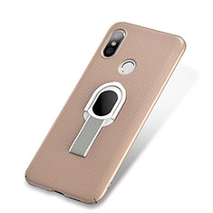 Hard Rigid Plastic Matte Finish Case Cover with Finger Ring Stand A01 for Xiaomi Mi 8 Gold