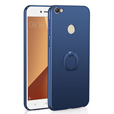 Hard Rigid Plastic Matte Finish Case Cover with Finger Ring Stand A01 for Xiaomi Redmi Note 5A Prime Blue