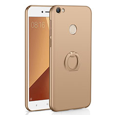 Hard Rigid Plastic Matte Finish Case Cover with Finger Ring Stand A01 for Xiaomi Redmi Note 5A Prime Gold
