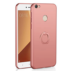 Hard Rigid Plastic Matte Finish Case Cover with Finger Ring Stand A01 for Xiaomi Redmi Note 5A Prime Rose Gold
