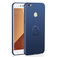 Hard Rigid Plastic Matte Finish Case Cover with Finger Ring Stand A01 for Xiaomi Redmi Note 5A Pro Blue