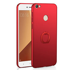 Hard Rigid Plastic Matte Finish Case Cover with Finger Ring Stand A01 for Xiaomi Redmi Note 5A Pro Red