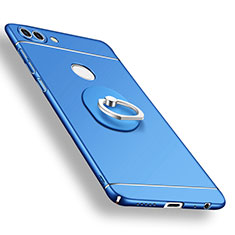 Hard Rigid Plastic Matte Finish Case Cover with Finger Ring Stand A02 for Huawei Enjoy 7S Blue