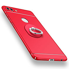Hard Rigid Plastic Matte Finish Case Cover with Finger Ring Stand A02 for Huawei Enjoy 7S Red
