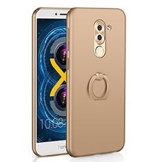 Hard Rigid Plastic Matte Finish Case Cover with Finger Ring Stand A02 for Huawei GR5 (2017) Gold