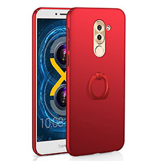 Hard Rigid Plastic Matte Finish Case Cover with Finger Ring Stand A02 for Huawei GR5 (2017) Red