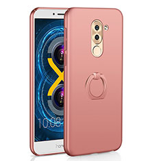 Hard Rigid Plastic Matte Finish Case Cover with Finger Ring Stand A02 for Huawei GR5 (2017) Rose Gold