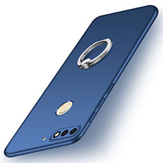 Hard Rigid Plastic Matte Finish Case Cover with Finger Ring Stand A02 for Huawei Honor 7C Blue