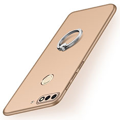 Hard Rigid Plastic Matte Finish Case Cover with Finger Ring Stand A02 for Huawei Honor 7C Gold