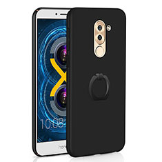 Hard Rigid Plastic Matte Finish Case Cover with Finger Ring Stand A02 for Huawei Mate 9 Lite Black