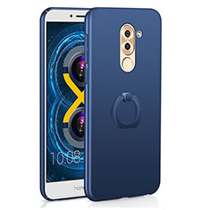 Hard Rigid Plastic Matte Finish Case Cover with Finger Ring Stand A02 for Huawei Mate 9 Lite Blue