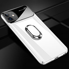 Hard Rigid Plastic Matte Finish Case Cover with Magnetic Finger Ring Stand A01 for Apple iPhone 12 Mini White