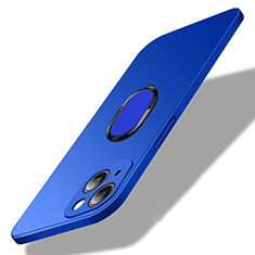 Hard Rigid Plastic Matte Finish Case Cover with Magnetic Finger Ring Stand A01 for Apple iPhone 13 Blue