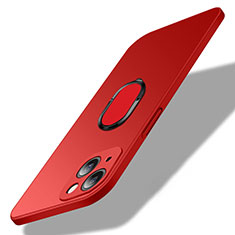 Hard Rigid Plastic Matte Finish Case Cover with Magnetic Finger Ring Stand A01 for Apple iPhone 13 Mini Red