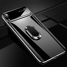 Hard Rigid Plastic Matte Finish Case Cover with Magnetic Finger Ring Stand A01 for Apple iPhone XR Black