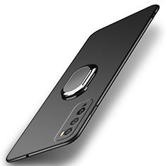 Hard Rigid Plastic Matte Finish Case Cover with Magnetic Finger Ring Stand A01 for Huawei Enjoy 20 Pro 5G Black