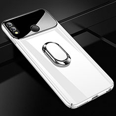Hard Rigid Plastic Matte Finish Case Cover with Magnetic Finger Ring Stand A01 for Huawei Honor 10 Lite White