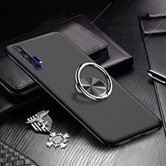 Hard Rigid Plastic Matte Finish Case Cover with Magnetic Finger Ring Stand A01 for Huawei Honor 20 Pro Black