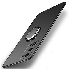 Hard Rigid Plastic Matte Finish Case Cover with Magnetic Finger Ring Stand A01 for Huawei Honor 30 Pro Black