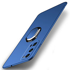 Hard Rigid Plastic Matte Finish Case Cover with Magnetic Finger Ring Stand A01 for Huawei Honor 30 Pro Blue