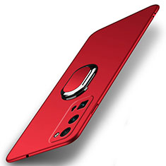 Hard Rigid Plastic Matte Finish Case Cover with Magnetic Finger Ring Stand A01 for Huawei Honor 30 Pro+ Plus Red