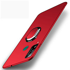 Hard Rigid Plastic Matte Finish Case Cover with Magnetic Finger Ring Stand A01 for Huawei Honor Play4T Red