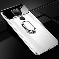 Hard Rigid Plastic Matte Finish Case Cover with Magnetic Finger Ring Stand A01 for Huawei Mate 30 Lite White