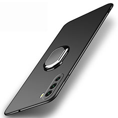 Hard Rigid Plastic Matte Finish Case Cover with Magnetic Finger Ring Stand A01 for Huawei Mate 40 Lite 5G Black
