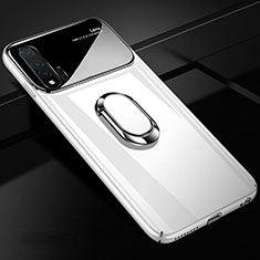 Hard Rigid Plastic Matte Finish Case Cover with Magnetic Finger Ring Stand A01 for Huawei Nova 6 5G White
