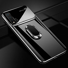 Hard Rigid Plastic Matte Finish Case Cover with Magnetic Finger Ring Stand A01 for Huawei Nova 6 Black