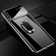 Hard Rigid Plastic Matte Finish Case Cover with Magnetic Finger Ring Stand A01 for Huawei P20 Pro Black