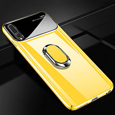 Hard Rigid Plastic Matte Finish Case Cover with Magnetic Finger Ring Stand A01 for Huawei P20 Pro Yellow