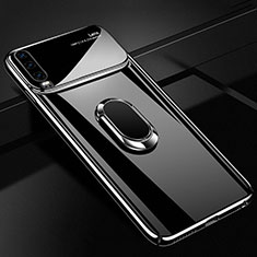 Hard Rigid Plastic Matte Finish Case Cover with Magnetic Finger Ring Stand A01 for Huawei P30 Black