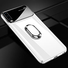 Hard Rigid Plastic Matte Finish Case Cover with Magnetic Finger Ring Stand A01 for Huawei P30 White