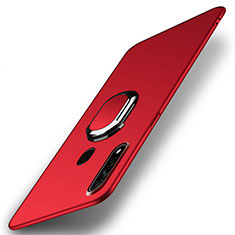 Hard Rigid Plastic Matte Finish Case Cover with Magnetic Finger Ring Stand A01 for Oppo A31 Red